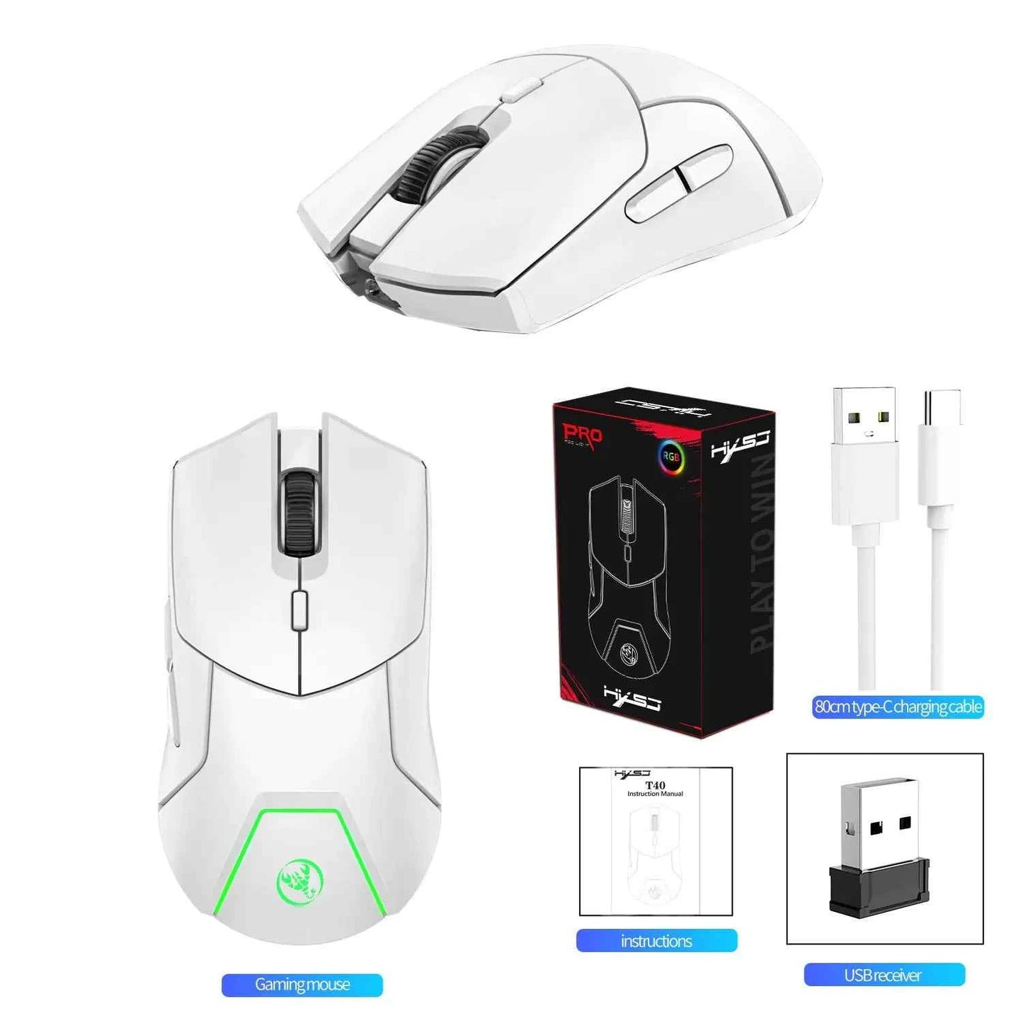 HXSJ 2.4G Wireless Mute Game Mouse with 4000DPI