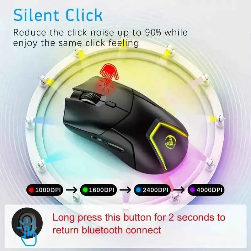 HXSJ 2.4G Wireless Mute Game Mouse with 4000DPI