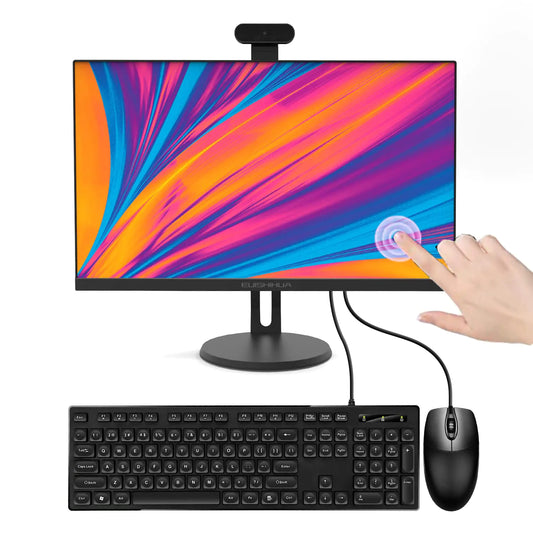 EUISHIHUA 24” All-in-one Computer Touchscreen i7 Quad-Core Desktop Computer with Camera 16G Ram 512G SSD IPS HD Display WiFi Bluetooth for Home Entertainment Business Office (i7_Black)