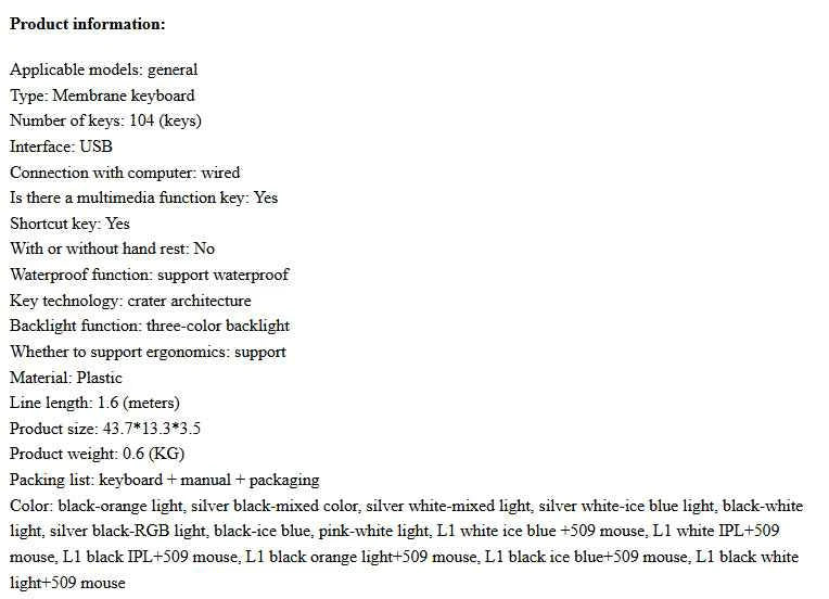 Wired Film Luminous USB Keyboard – Typing &amp; Gaming Elevated