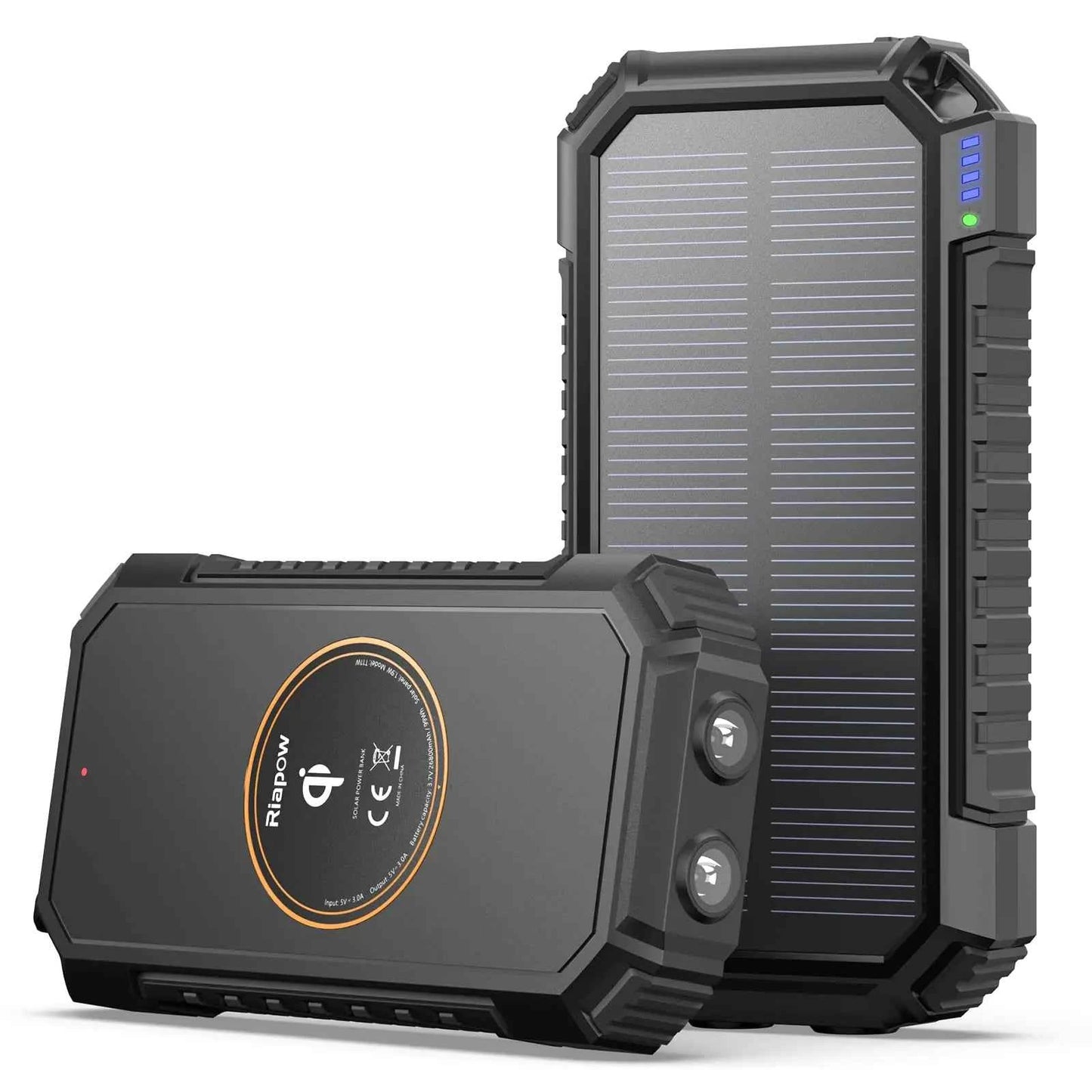 Riapow 26800mAh Solar Power Bank – Wireless &amp; Portable