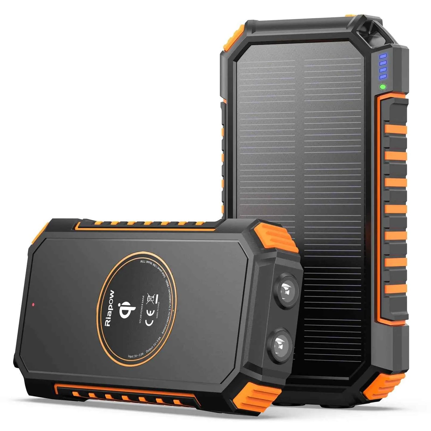 Riapow 26800mAh Solar Power Bank – Wireless &amp; Portable